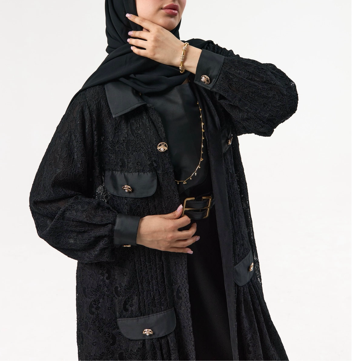 Black Dantel Abaya