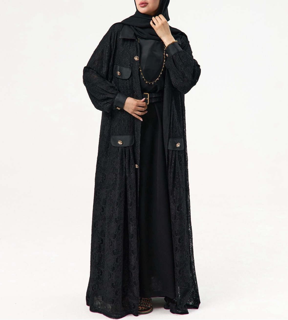 Black Dantel Abaya