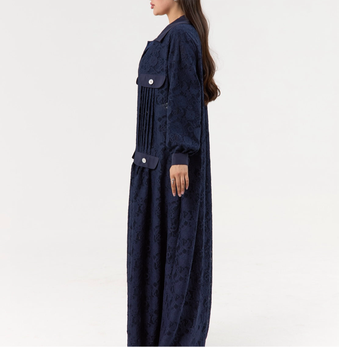 Navy Blue Dantel Abaya