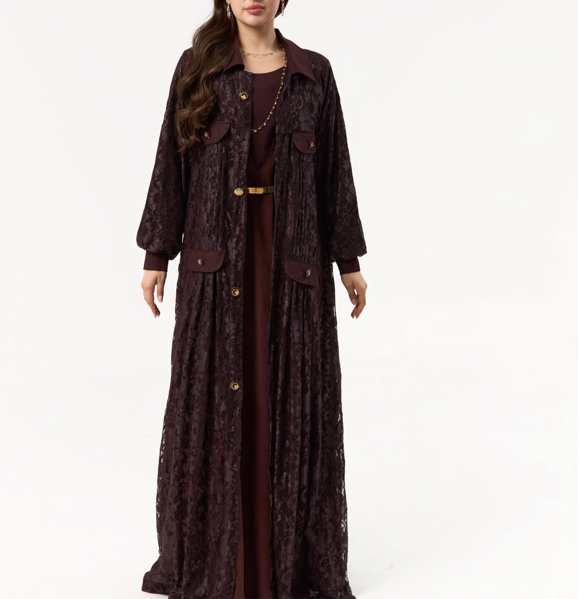 Brown Dantel Abaya