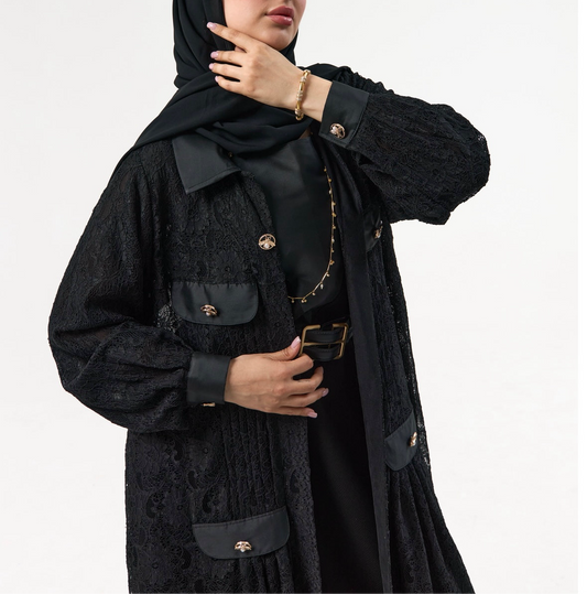 Black Dantel Abaya