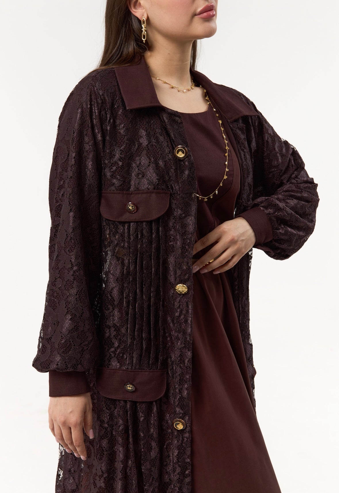 Brown Dantel Abaya