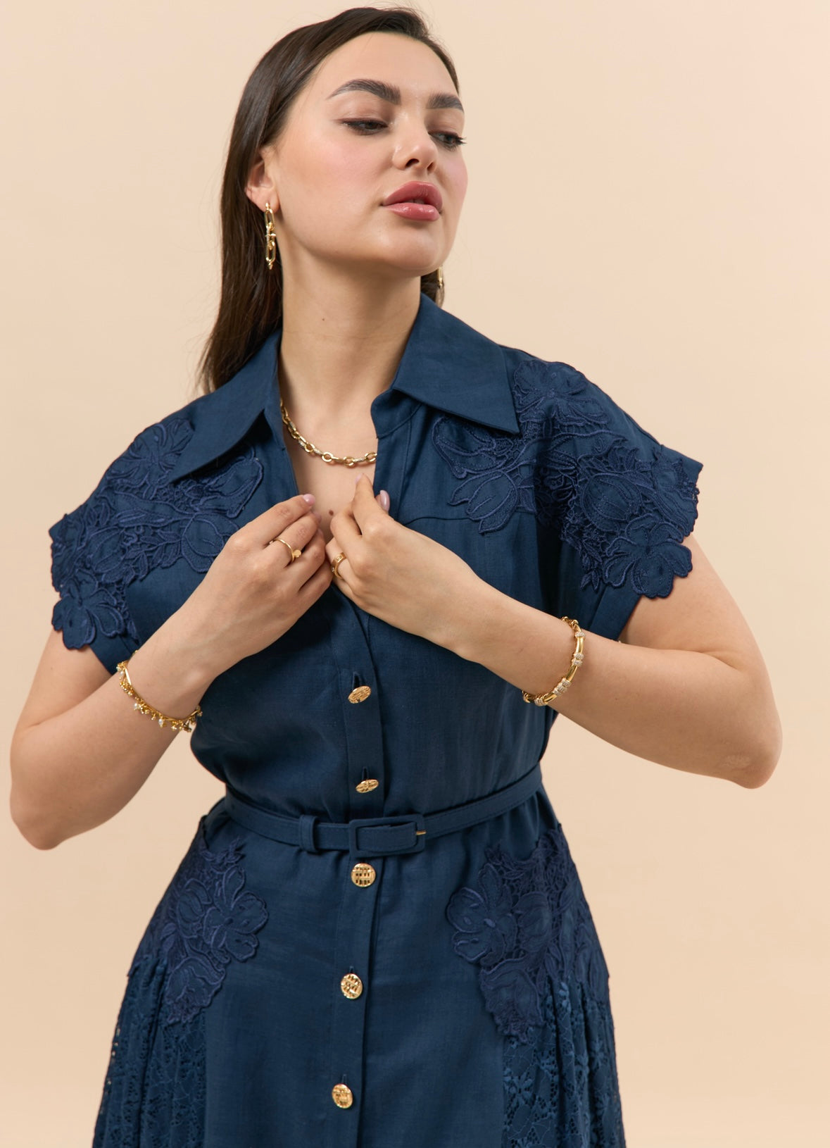 Navy blue Linen