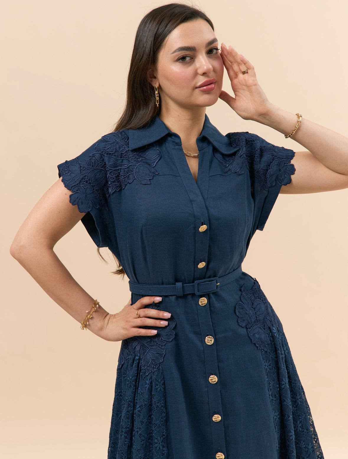 Navy blue Linen