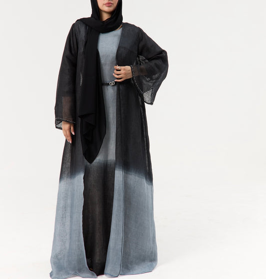 Charcoal Linen Ombré Abaya / Travel Wear Set