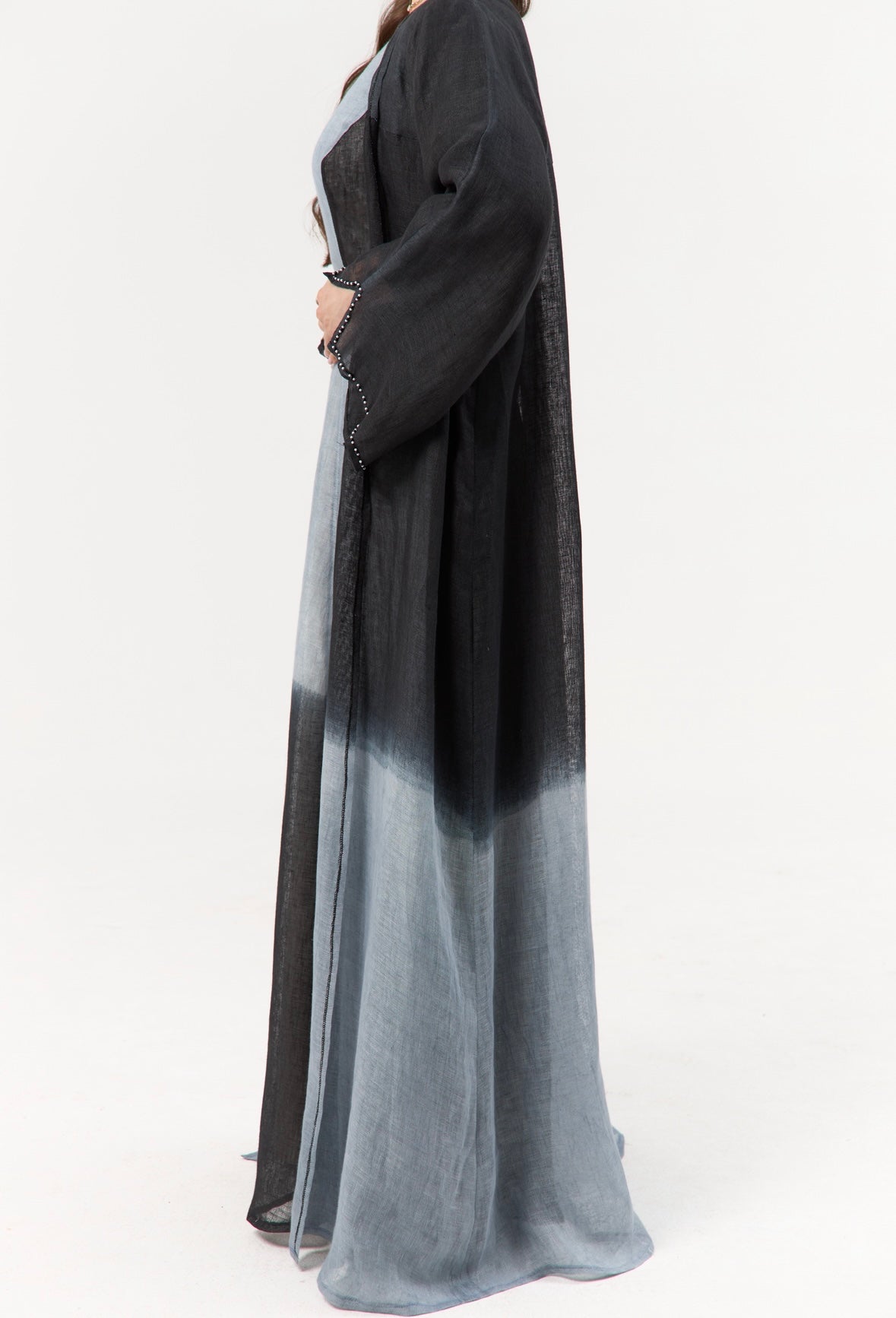 Charcoal Linen Ombré Abaya / Travel Wear Set