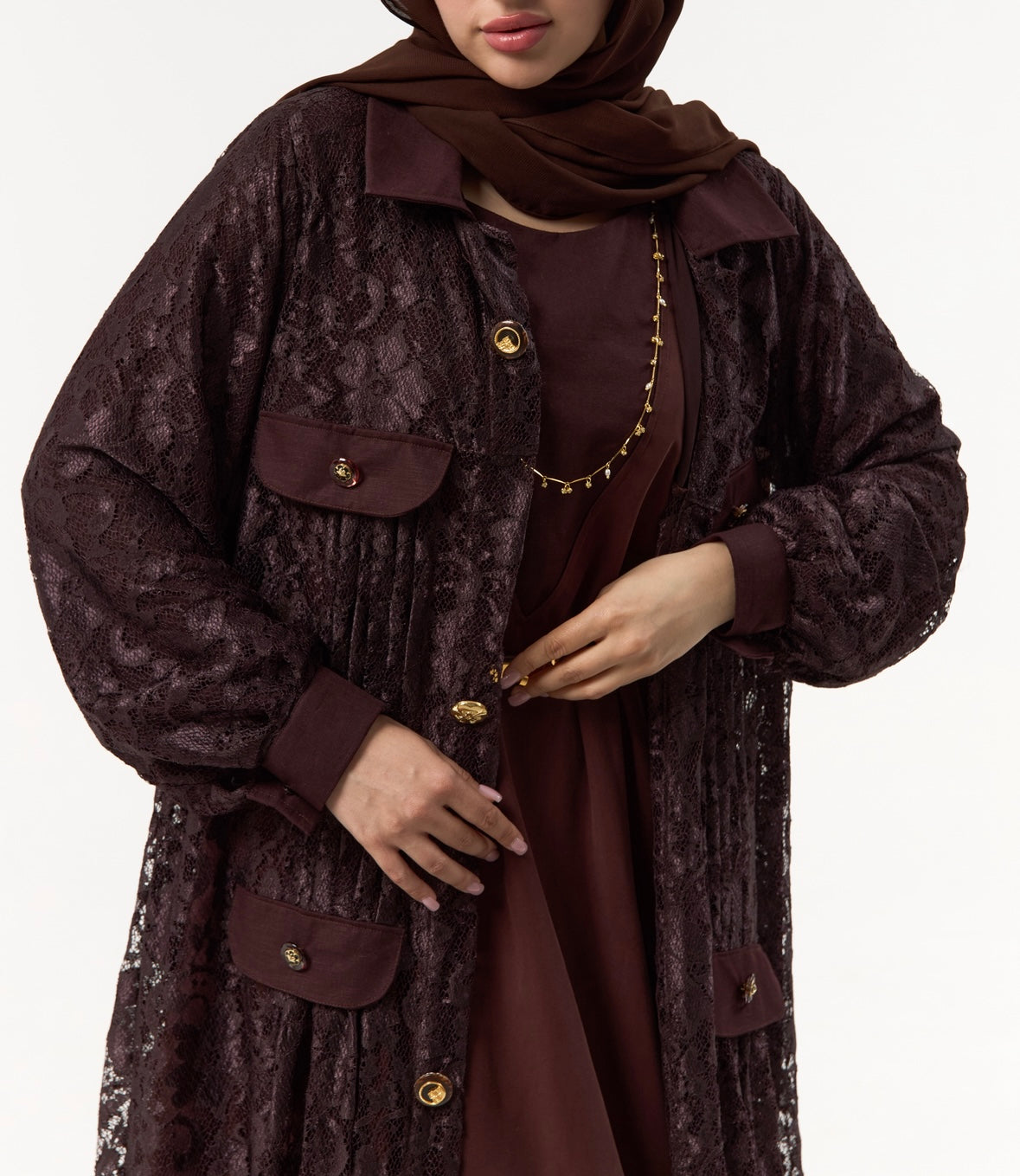 Brown Dantel Abaya