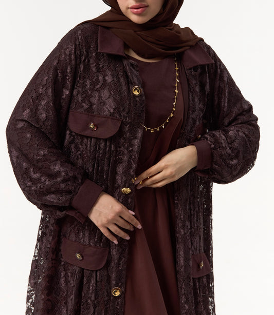 Brown Dantel Abaya